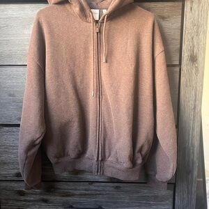 Aritzia Heather Rich Mocha Brown Mega Fleece zip hoodie